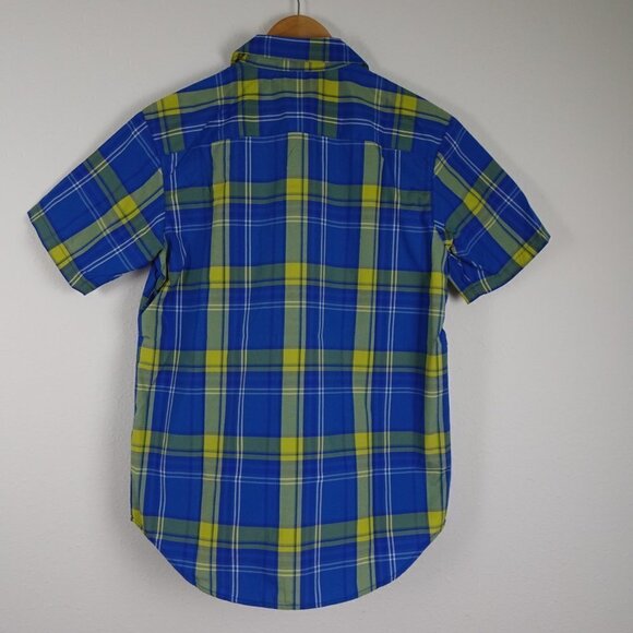 Columbia Short Sleeve Shirt Men's Size S Blue Plaid Button Front Eagle Ray - Picture 7 of 9
